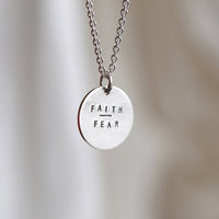 faith over fear mini coin necklace