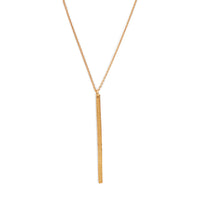gold diamond dusted long bar necklace