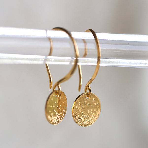 gold tiny coin drop earrings | Christina Kober