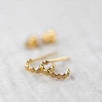 tiny gold sparkle huggie hoops