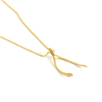 gold large wishbone necklace