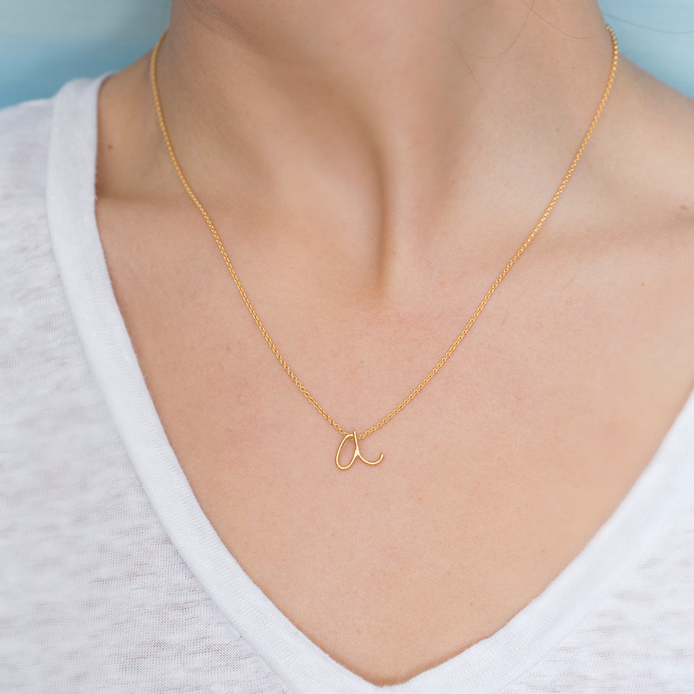 Small Cursive Initial Necklace – Lulubelles Boutique