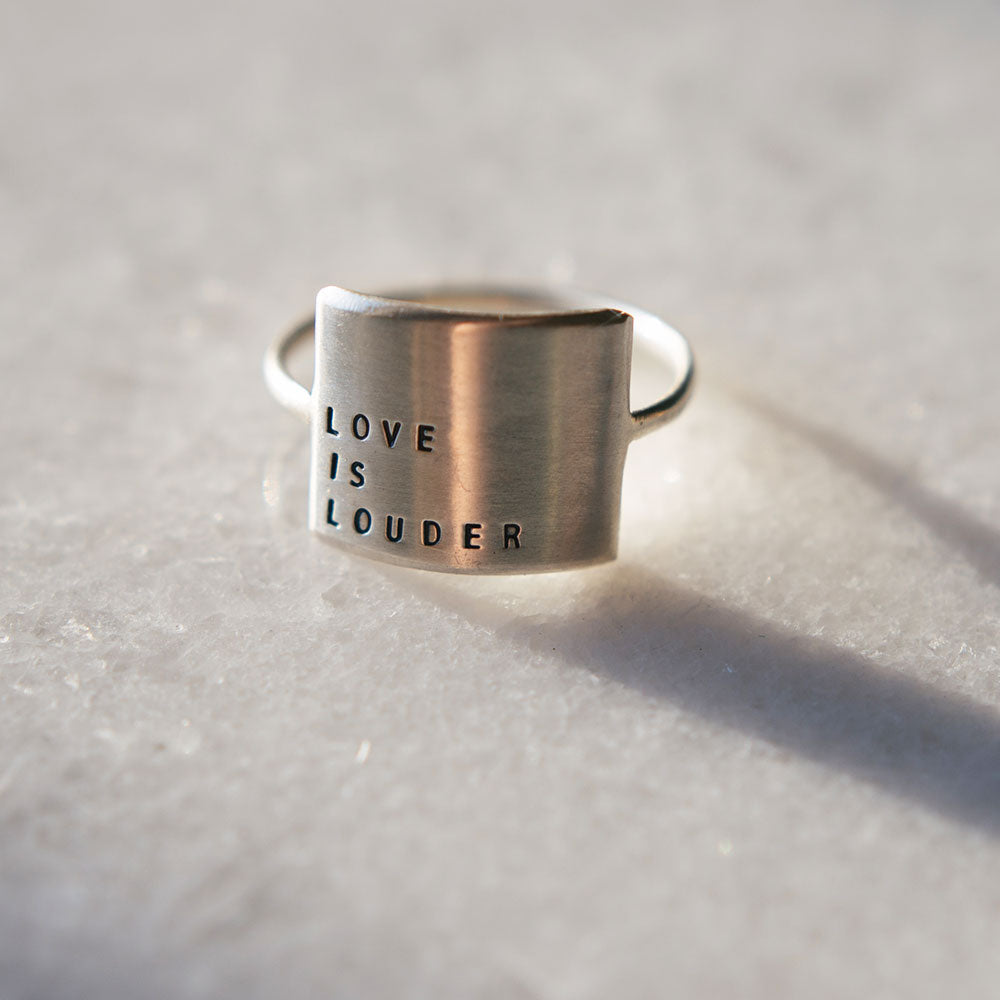 love is louder silver wide ring