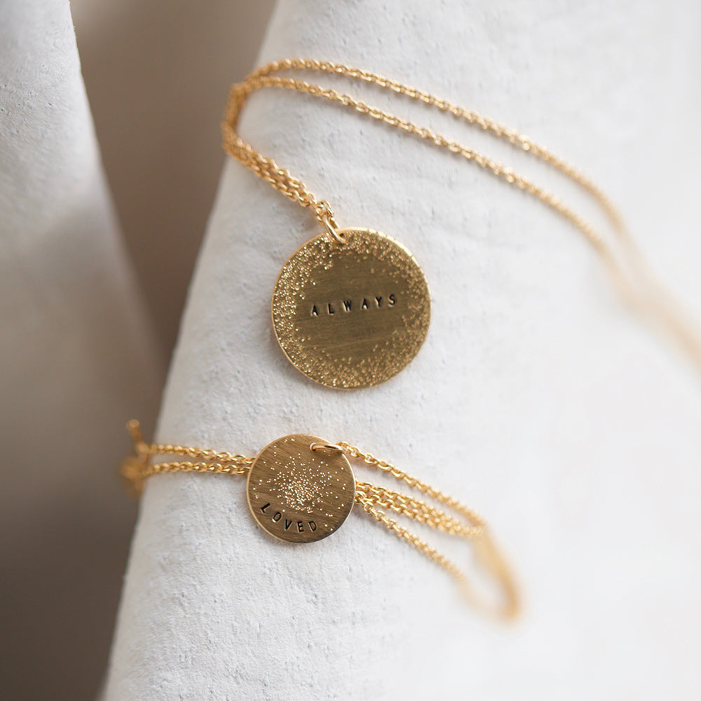 Loved Always gold coin necklace set