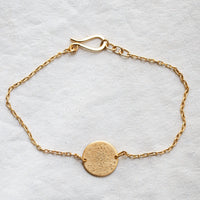 gold mini coin bracelet with diamond dusting