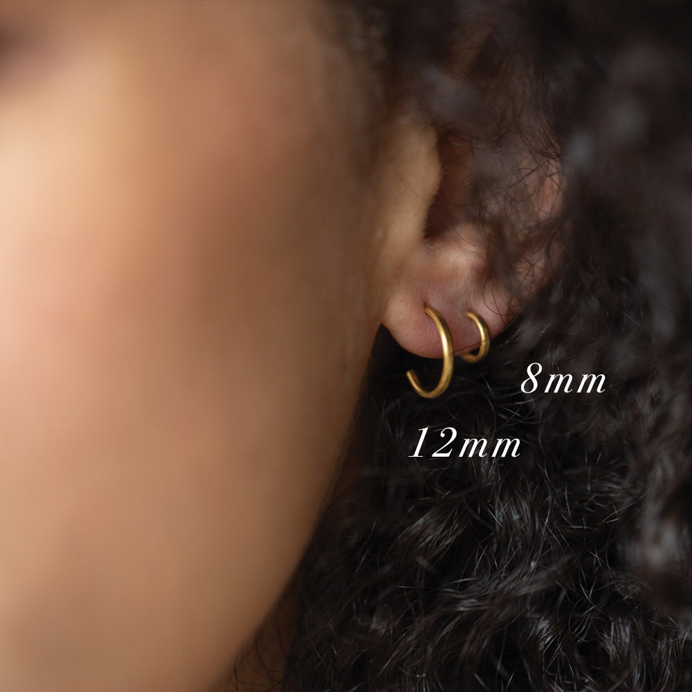 huggie hoop sizes in ear | Christina Kober