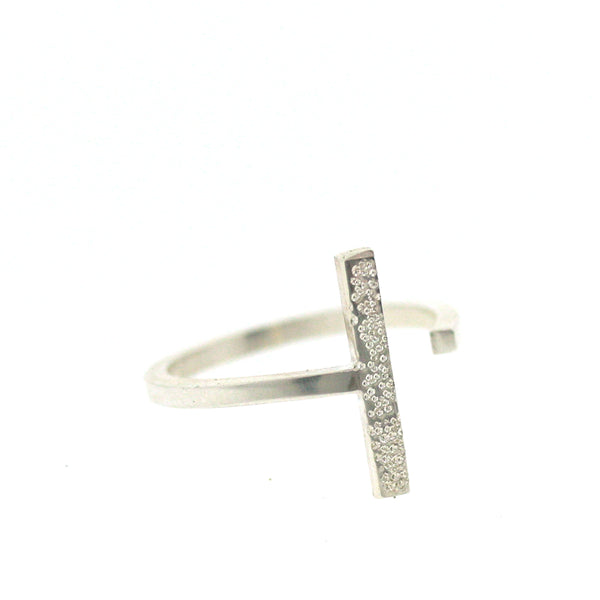 sterling silver diamond dusted single adjustable ring