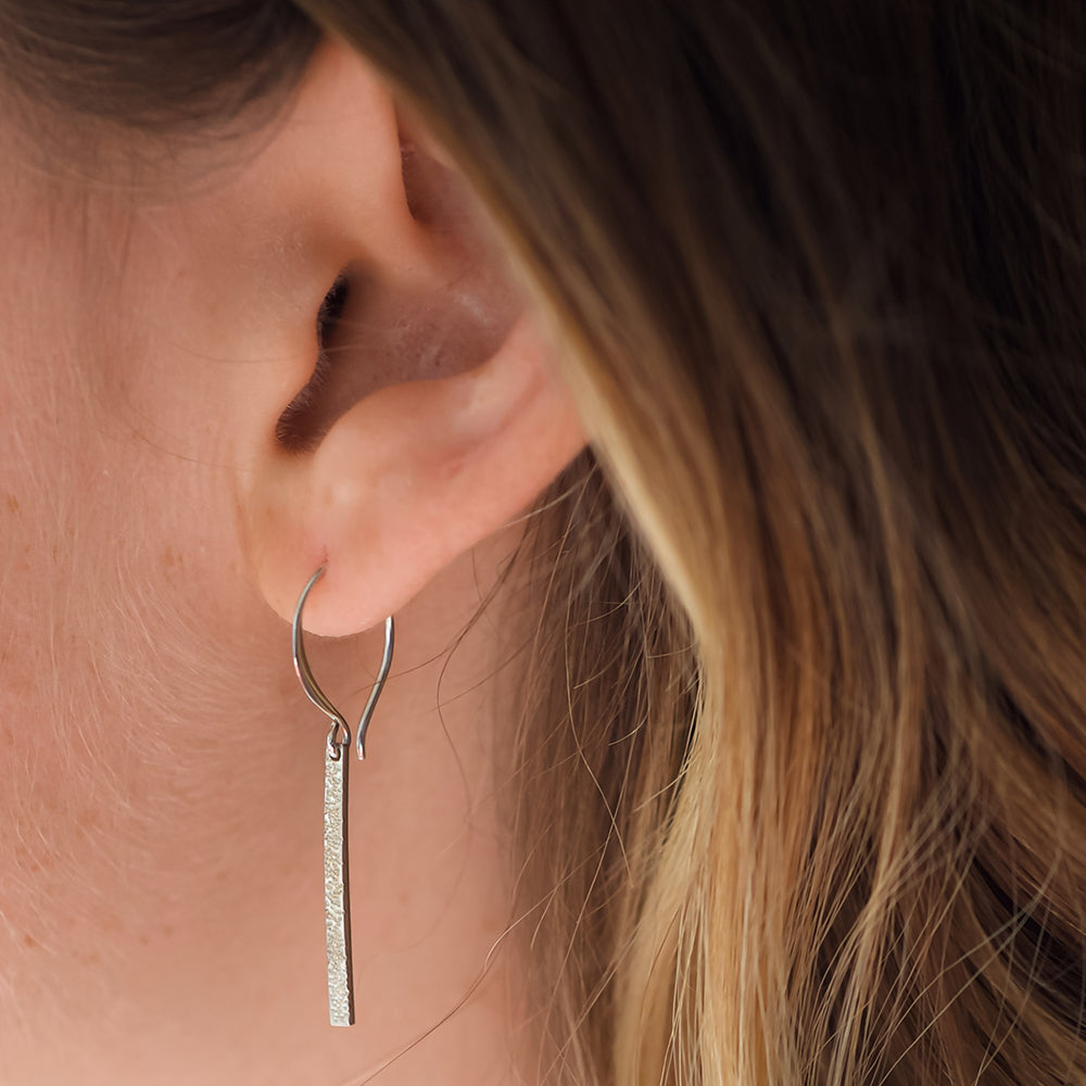 Linear Bar Drop Earrings in Sterling Silver | Zales
