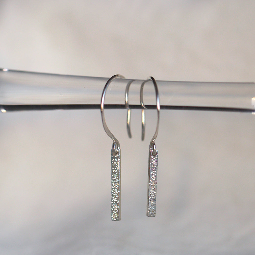 silver tiny bar drop earrings | Christina Kober
