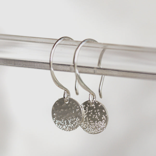 silver tiny coin drop earrings | Christina Kober