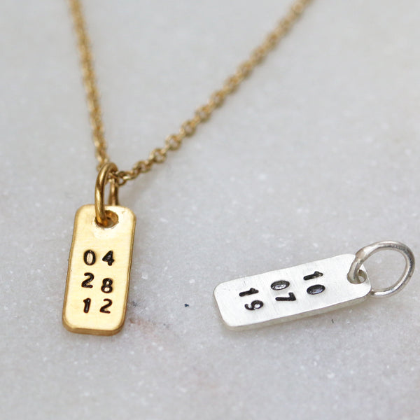 Personalized Mini Dog Tag Necklace | Christina Kober Sterling Silver / 16 & 18