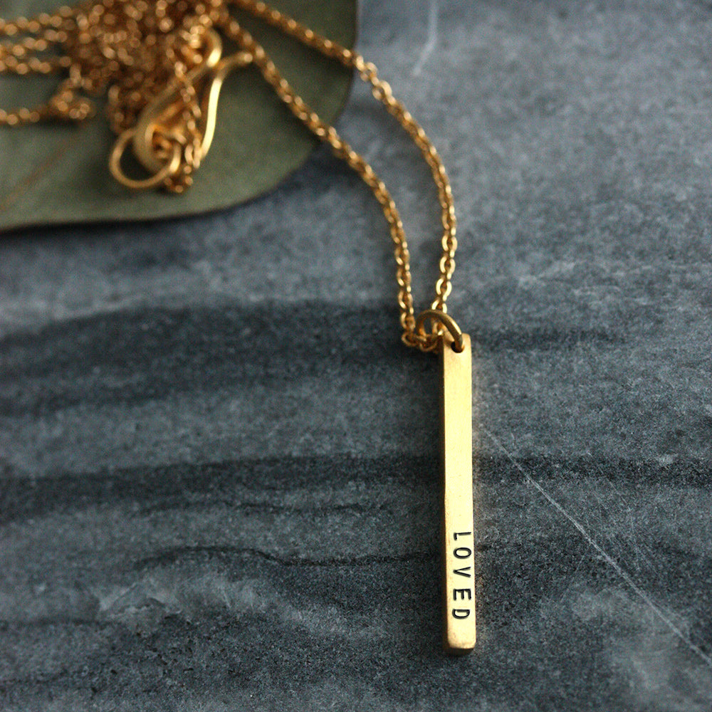 LOVED mini vertical bar necklace